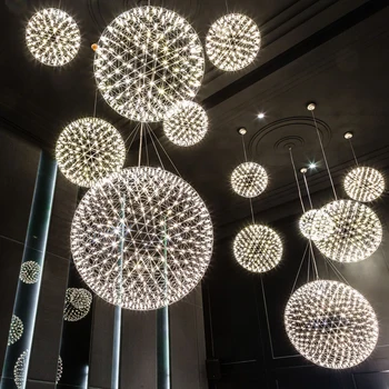 Modern scurtă Loft scânteie mingea Pandantiv cu LED-uri de iluminat de focuri de Artificii Bilă din oțel inoxidabil pandantiv Lămpi home deco iluminat 110-240V