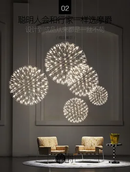 Modern scurtă Loft scânteie mingea Pandantiv cu LED-uri de iluminat de focuri de Artificii Bilă din oțel inoxidabil pandantiv Lămpi home deco iluminat 110-240V