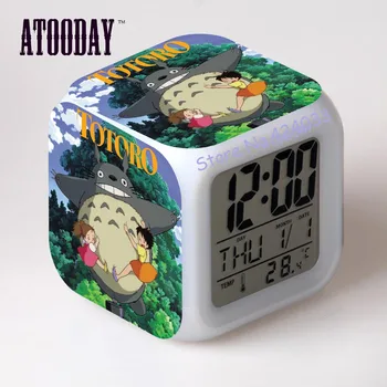 Totoro Ceas Deșteptător Led 7 Culori Schimbare Electronice De Birou Reloj Relogio De Mesa Epocă Masă Pătrat Digital-Ceas Vintage
