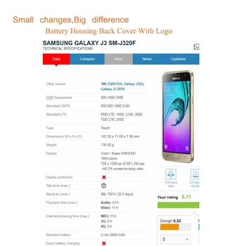 10buc/lot Pentru Samsung Galaxy J3 2016 J320 SM - J320A J320F J320M J320FN Carcasa Capac Baterie Spate Caz Acoperire Ușa din Spate a Șasiului