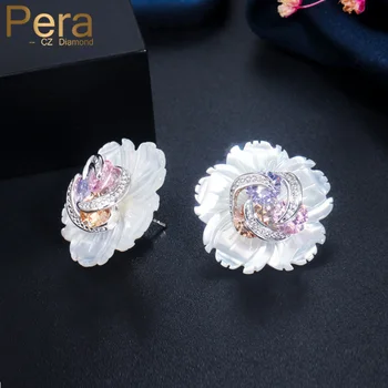 Pera Creative Naturale Shell Flori și 3 Rundă de Colorat Cristal Bijuterii DIY Gratuit Combinație Stud Cercei pentru Femeile Cadou E536