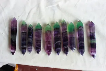 5 Piese Verde Naturale Violet Cristal De Fluorit Puncte Duble Bagheta Lustruit Vindecare Pret Wholesales