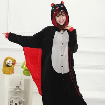 De Halloween Pentru Adulti Liliacul Negru Cosplay Kigurumi Costum Pentru Femei Partid Anime Salopeta Pijamale Flanel Crăciun Pijamale Pijamale