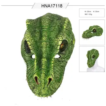 Amuzant Dinozaur Verde Masca De Halloween Măști Rimeluri Animales Mascarada Cosplay Ochi Mască Realist Maska Masca De Carnaval