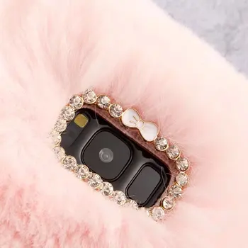 De lux Cald Blana de Iepure de Pluș Pufos Caz pentru Samsung Galaxy S8 Plus Păros Diamant Bowknot TPU Soft Shell Cover pentru Galaxy S8