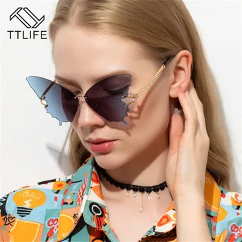 TTLIFE Fluture fără ramă de ochelari de Soare pentru Femei Brand de Lux de Designer de Moda Supradimensionate Steampunk ochelari de Soare Vintage Ochelari de UV400