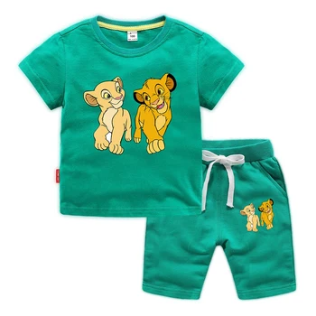 De Vara noi seturi de îmbrăcăminte de vară pentru copii haine pentru băieți și fete de bumbac Leu imprimare Tricouri+pantaloni Scurți seturi 1-10Y copil haine 2PC