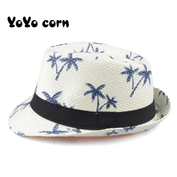 YOYOCORN Vânzare Fierbinte de Vară Paie Pălărie de Soare Copii Plaja Soare Pălărie Trilby Pălărie Panama Manopera Pentru Boy Fata de Copii 4 culori