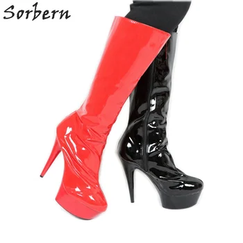 Sorbern 6 Inch Tocuri De Moda Pantofi Femei Cizme Genunchi Ridicat Platforma Gotic Cizme Pentru Femei Punk Platforma Cizme Club De Noapte Încălțăminte