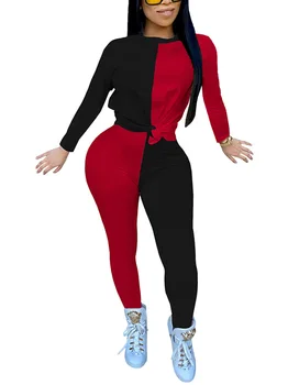 Cele Mai Noi Femeile Mozaic Trening Tricou Maneca Lunga Topuri Creion Jogger Sweatpant Două Piese Pantaloni Seturi Sportiv Tinuta De Moda
