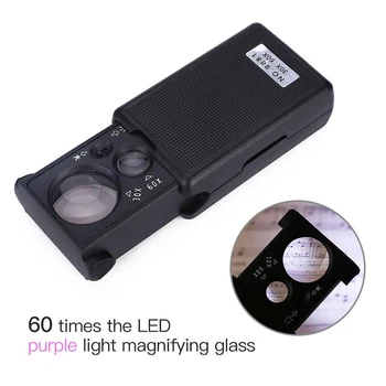 Buzunar cu LED Lupa Bijuterii Lupa Microscop 30 X 60X lupa lupe Slide-Out Lupă Lumina UV Tweeze