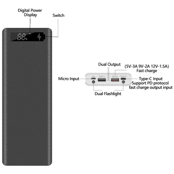 Încărcare rapidă Versiune 10X18650 Power Bank Caz Dual USB Încărca Telefonul Mobil, QC 3.0 PD 18650 Baterie Suport de Încărcare Cutie