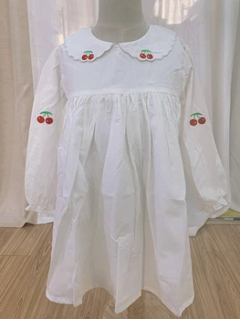 Vintage spaniolă fetita cherry brodate cu maneci lungi tricou+două seturi de piese vesta de catifea rochie de printesa