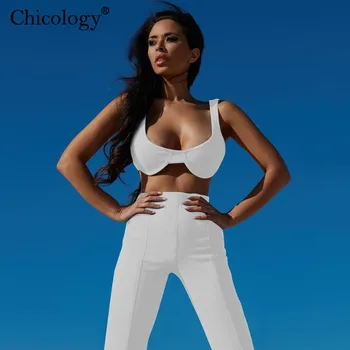 Chicology y2k moda 2 două piese set de potrivire culturilor rezervor de top split pantaloni femei sexy streetwear 2020 toamna iarna haine haine