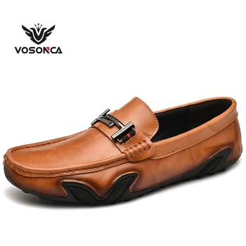 Vosonca Noi 2019 Barbati Pantofi Casual Din Piele De Vara Respirabil Găuri Mocasini Brand De Lux Pantofi Plat Pentru Bărbați
