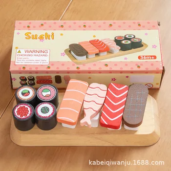 Pentru copii din Lemn de Simulare a Juca Sushi Grup de Alimente Cunoaștere de Gătit de Gătit Set de Fată și Băiat Jucărie de Lux