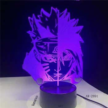 7 Culori Schimbare Led 3D Uchiha Sasuke Modelare Lampă de Masă Anime Decor Acasă de iluminat Dorm Copii Naruto Lumina de Noapte 3D-2891
