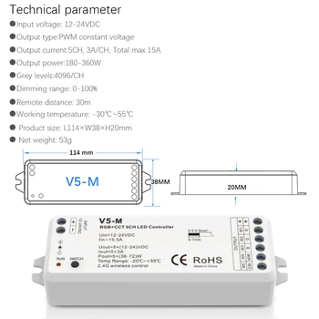 DC12-24V 2.4 G RGB+CCT Controler cu led-uri 4-zone Wireless RF Estompat controler de la Distanță pentru 5050 3528 led RGB+CCT benzi de lumină