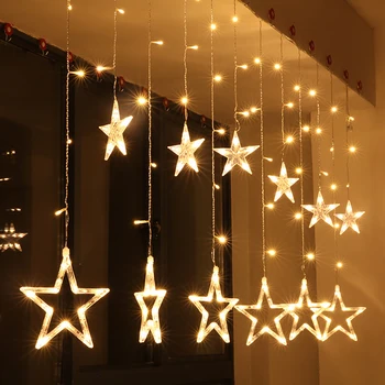12 Stele 138 Led-uri Fereastră LED Star Cortina Șir de Lumini pentru Nunta de Craciun Petrecere de Vacanță Fundaluri Casă cu Grădină în aer liber D30