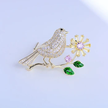 Minunat Coțofana Păsări Broșe pentru Femei Fata Rochie Haina de Creație Rotativ Floare Broșă Ace Animal Brosa Pin Cadou de Crăciun