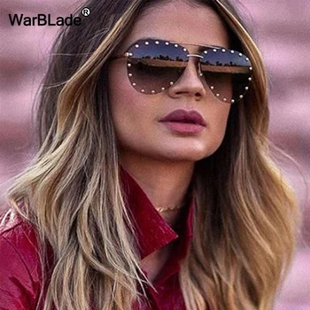 WarBLade de Lux, Supradimensionate, ochelari de Soare Femei UV400 Retro Designer de Brand Mare Cadru Ochelari de Soare Pentru Femei Nit Pilot Ochelari