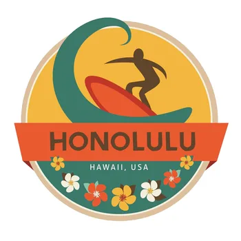Aliauto Retro-refective Autocolant Auto Surfing din Honolulu, Hawaii, statele UNITE ale americii Flag PVC Impermeabil Reflectorizant Decor Decal,11 cm*10cm