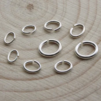 Pur Argint 925 Oval Deschide Singur Bucle Sari Inele & Split Inel pentru Colier Bratara conector de Bijuterii a Face Constatări