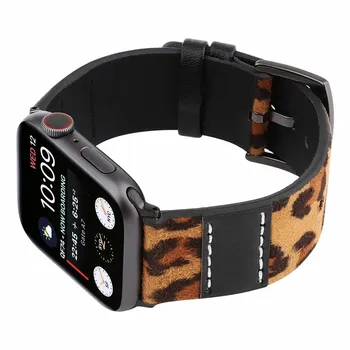 Pentru Apple Watch Band Serie SE 6 5 4 3 2 Curea din Piele de Leopard de Imprimare Bratara pentru iWatch 40mm 44mm 38mm 42mm Curea de Încheietura mâinii