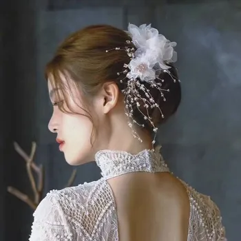 Dulce Floare Albă de păr decor pentru Nunta Mireasa Stil Partea barrette de par agrafe de Par mireasa Bijuterii