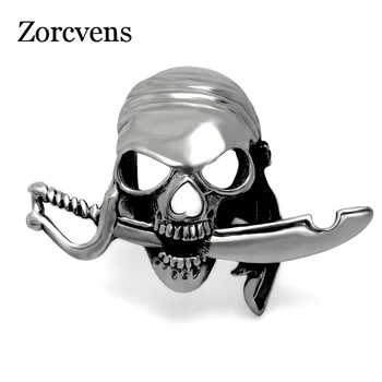 ZORCVENS Punk Rock din Oțel Inoxidabil Cuțit și o Eșarfă Piratii Inel pentru Barbati Misto Barbati Retro Bijuterii Cadou
