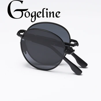 Pliere Polarizat ochelari de Soare Rotund pentru femei barbati Oglindă lentile UV400 Aliaj Cadru de Metal Moda Dreptunghiular Clasic de ochelari de Soare