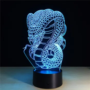 Șarpele Python 3D LED Lumina de Noapte În 7 Culori Reglaj iluzie Dormitor Lampa Veghe Copii Copil cadou de Craciun Nouă Ani
