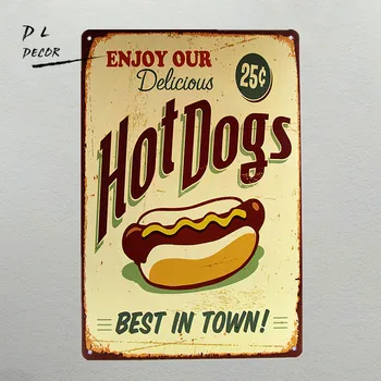 DL-Metal semn de epocă retro Hotdogs cele mai bune din oraș fier poster Tin placa de perete cadou