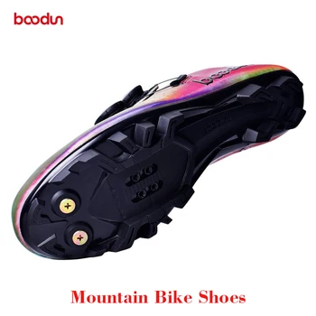 Boodun Pantofi Ciclism Road cu Bicicleta de Munte MTB Pantofi cu Blocare Pene Colorate Microfibra Respirabil Superioară Nailon Unic de Biciclete Pantofi