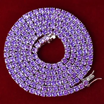 Violet de Tenis Lanț Colier Hip Hop Bijuterii Aur Culoare Cupru Material Bărbați CZ Colier de Link-ul de 20inch