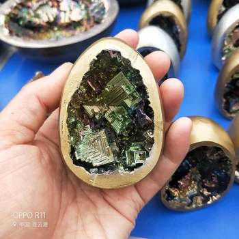 Bismut Cristale Minerale de Sculptură în Piatră Pestera Ouă Naturale Metal Bismut Minerale, geode Curcubeu Luminos Metal Minerale-Specimen