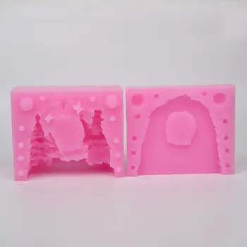 Pomul de Crăciun 3D de Zăpadă Mucegai Silicon Decorare Tort WC020
