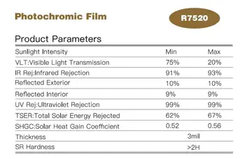 SUNICE 100*240cm Masina Fereastră Tentă 75%~20%VLT Geam Film pentru Masina Auto Fotocromatică Film Sticlă Auto Tentă de Film Autocolant