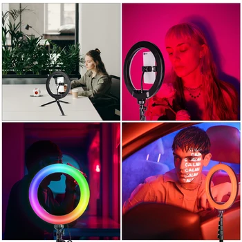 LED-uri de Lumină Inel de 10inch cu Trepied Suport Telefon Bluetooth de la Distanță RGB RingLight Înregistrare Video Selfie Fotografie Lampa pentru TikTok