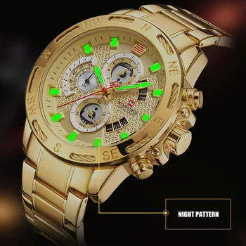 NAVIFORCE Aur Cuarț Ceasuri pentru Barbati Top Brand de Lux din Oțel Inoxidabil Plasă Mare Sport Bărbați Ceas de Afaceri de Moda Ceasuri de mana