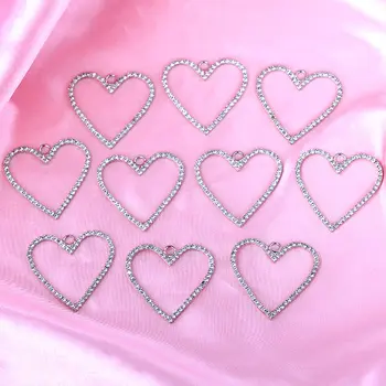 10buc Două Culori în formă de Inimă Gol Farmece Strălucitoare Stras Pandantiv Pentru a Face Bijuterii Cercei Colier DIY Manual Consumabile