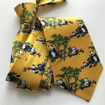 9cm Nou Designer de Bărbați Animal Cravata din Aur Galben cu Panda Minunat Model de Bambus