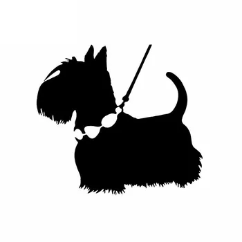 Masina Autocolant Drăguț Scottish Terrier Puppy Animal de Companie PVC Decal Accesorii Auto Autocolant Creative Alb/Negru, 14cm*13cm
