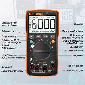 AN9002 True RMS Digitale Profesionale 6000 De Capete de acuzare Bluetooth Multimetro AC/DC Curent de Tensiune Tester Auto-Variind de Multimetru