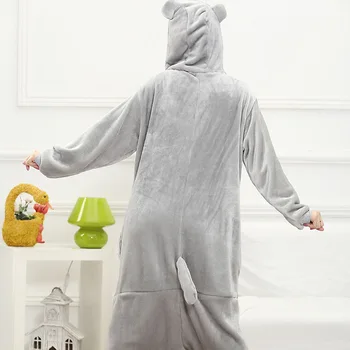 Totoro Scutec Pentru Adulti Femei De Animale Pijamale Costum De Iarnă Salopeta Pijama Cosplay Flanel Moale Cald Sleepwear Onepiece