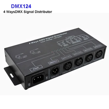 DMX124 DMX512 amplificator Splitter DMX de semnal repetor 4 CANALE 4 porturi de ieșire DMX distribuitor de semnal; AC100V-240V de intrare;transport Gratuit