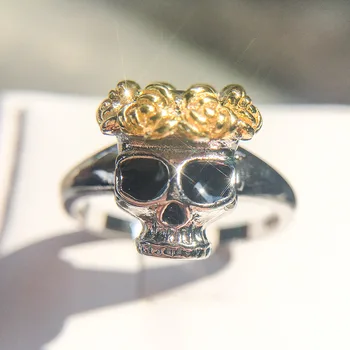 Punk Orange Skull Deget Inel pentru Femei guma Negru culoare Aurie cap de floare inel de argint 925 de Bijuterii de Craciun