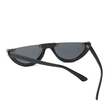 2019 Cristal trendy jumătate cadru fără ramă ochi de pisica ochelari de soare ochelari de Soare pentru Femei ochelari de soare de designer de brand stras sunglaasses