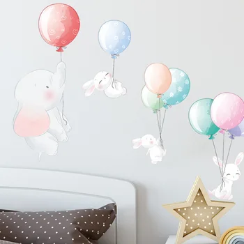 Tofok Desene animate Balon Elefant Autocolante de Perete pentru Copii Decorare Camera Copilului Hârtie Auto-adeziv Decor Camera Animale Decalcomanii de Perete