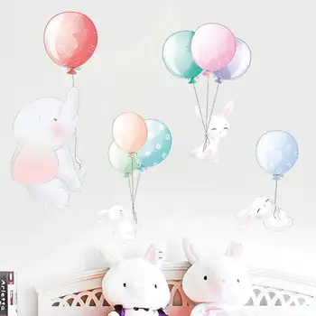 Tofok Desene animate Balon Elefant Autocolante de Perete pentru Copii Decorare Camera Copilului Hârtie Auto-adeziv Decor Camera Animale Decalcomanii de Perete
